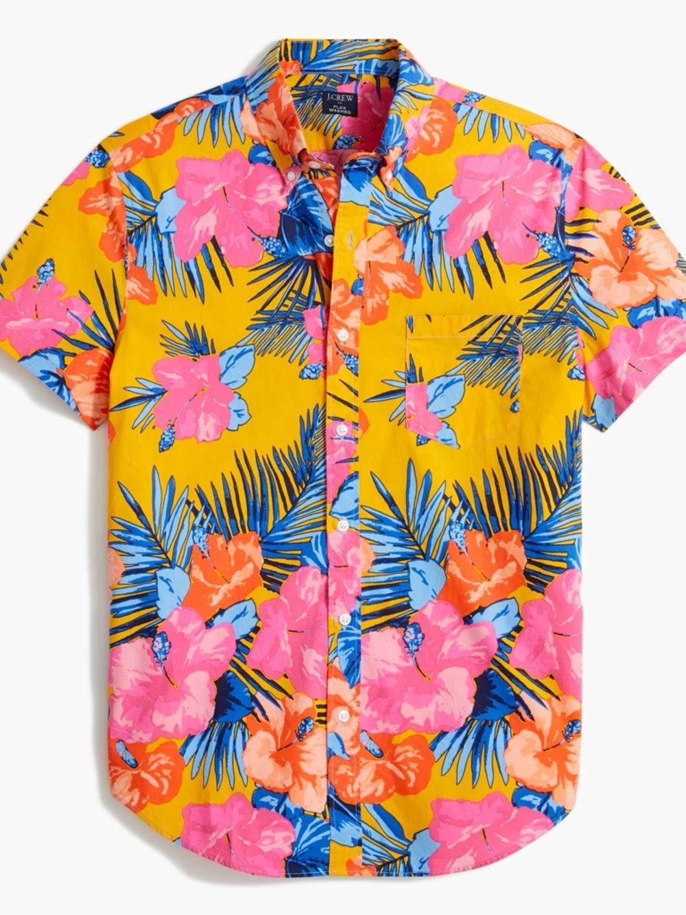 J crew tropical floral slim short sleeve cabana shirt XXL vacation Resortwear